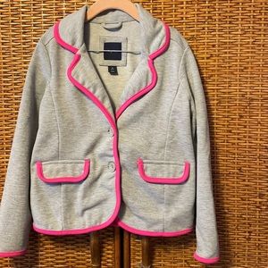 GAP girls fun cotton spandex blazer gray with fuschia trim size Small/6-7 EUC